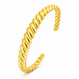 Gold Ribbed Twist Cuff Bracelet | 18k Gold Plated Stainless Steel