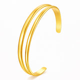 Gold Twin Band Cuff Bracelet | 18k Gold Plated Stainless Steel