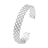 Silver Geometric Flower Cuff Bracelet | Stainless Steel