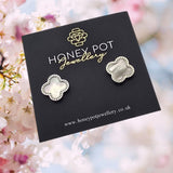 Silver Quatrefoil Clover Stud Earring | Stainless Steel