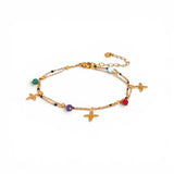 Colourful Natural Stone Anklet | Stainless Steel