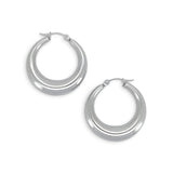 Silver Large Polished Crescent Hoop Earring | Stainless Steel