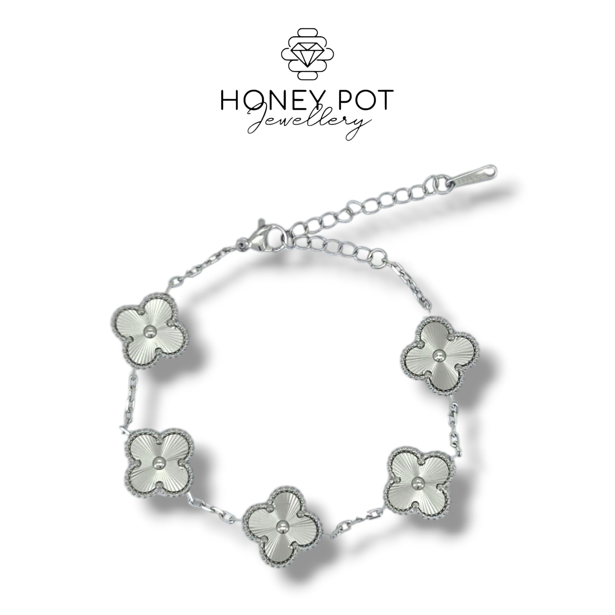 Embossed Four-Leaf Clover Bracelets - Stainless Steel