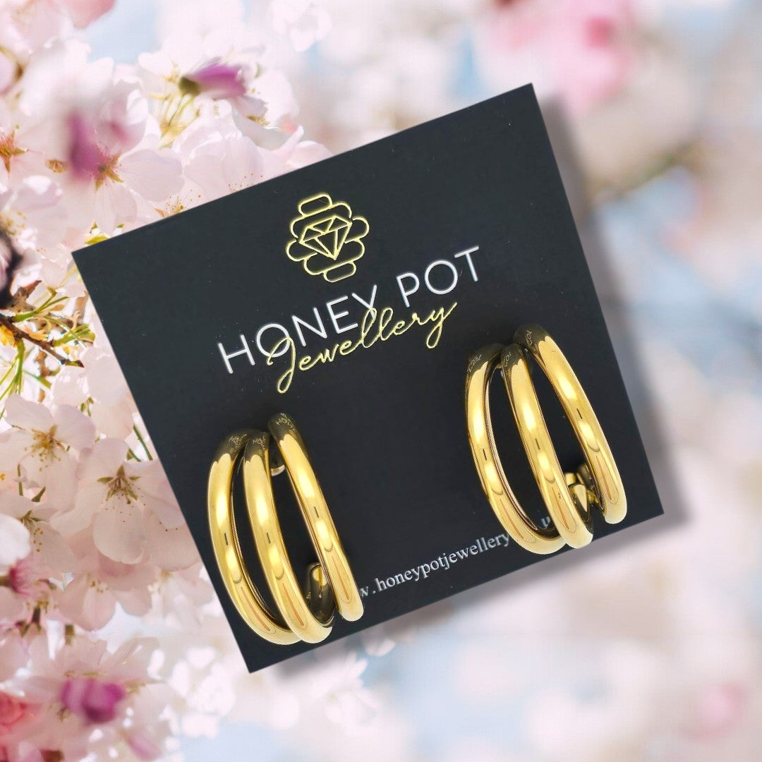 Stainless Steel Triple Hoop Earring
