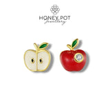 Gold Plated Sterling Silver Mini Juicy Apple Asymmetric Stud Earrings