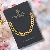 Gold Plated Cuban Link Choker Style Chain Necklace - Stainless Steel