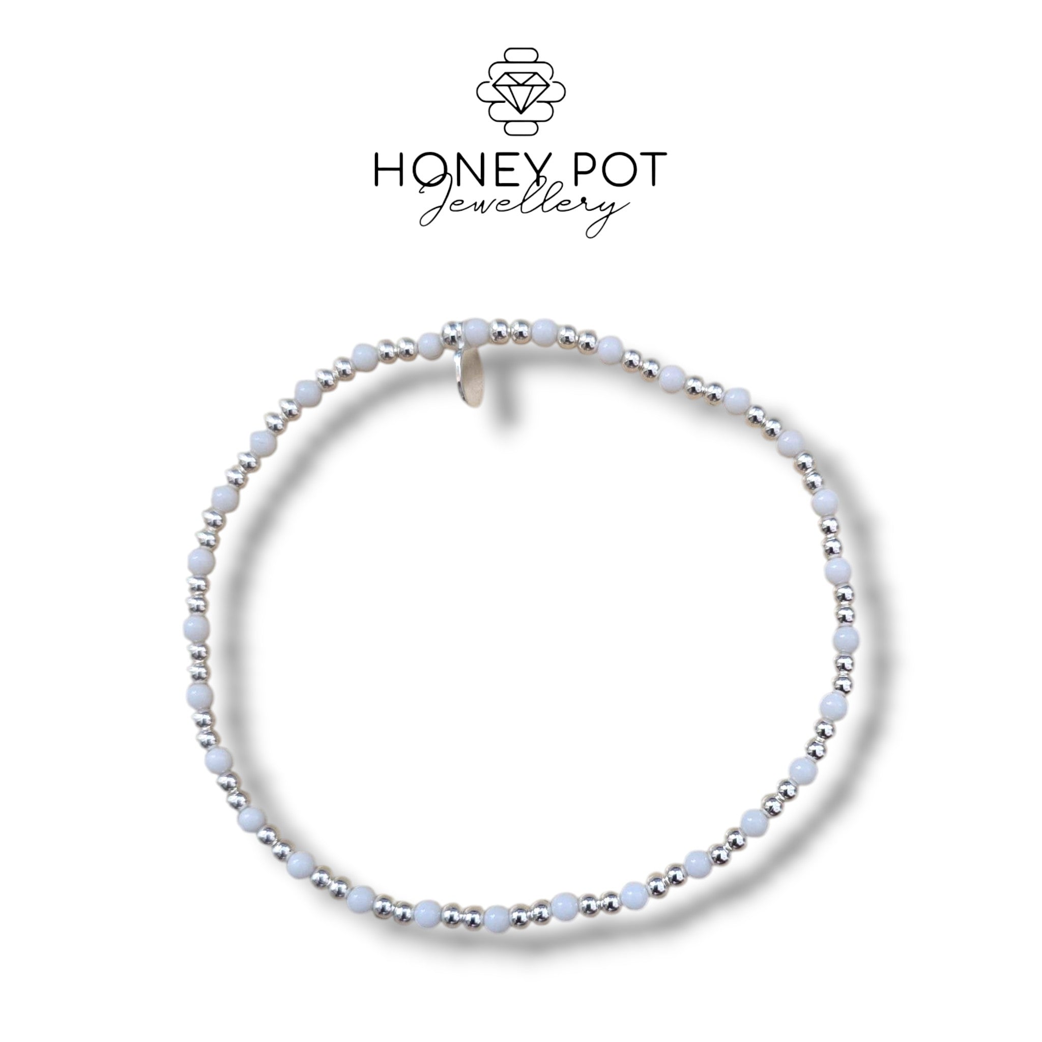 Delicate Sterling Silver and Natural Stone Elasticated Beaded Bracelets