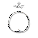 Delicate Sterling Silver and Natural Stone Elasticated Beaded Bracelets