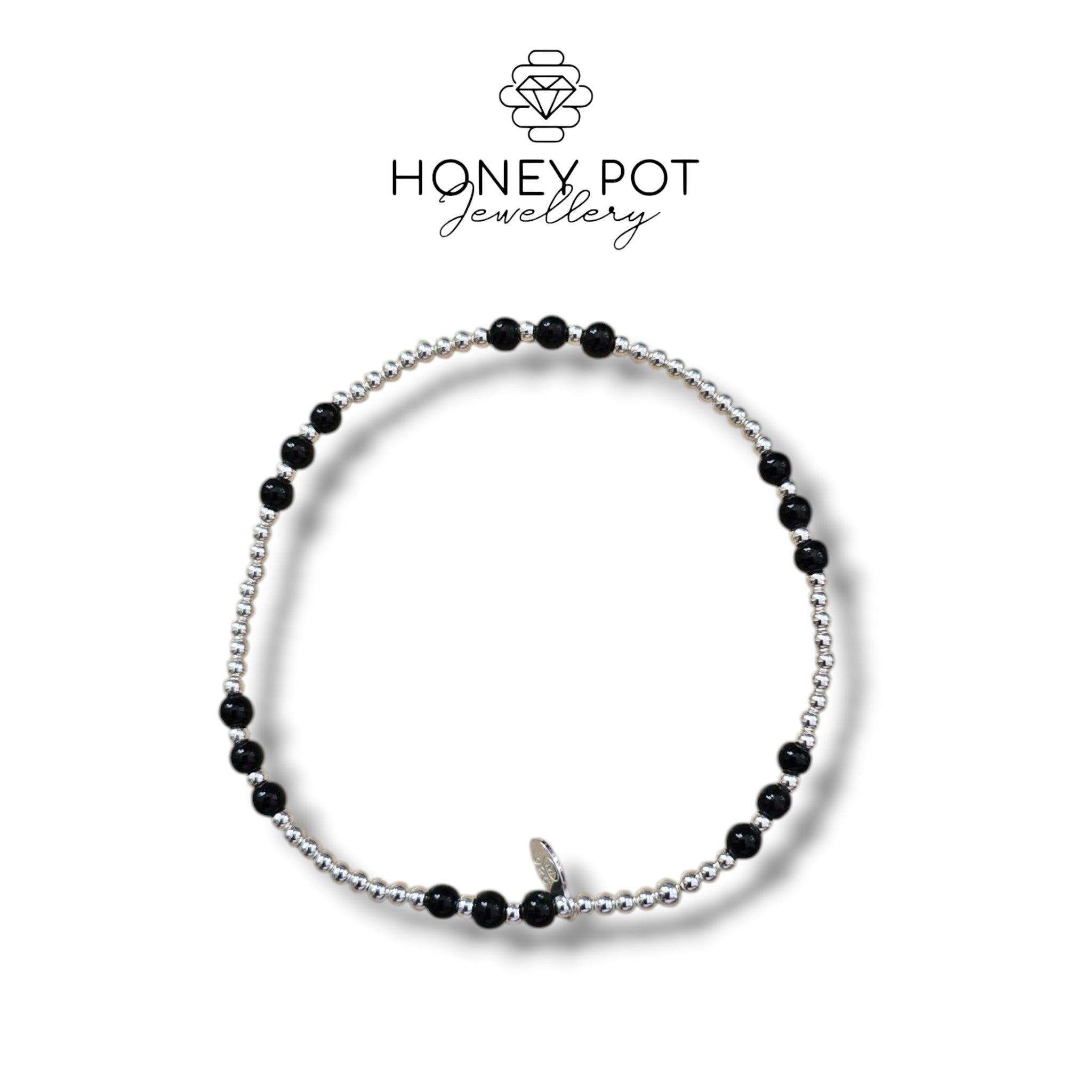 Delicate Sterling Silver and Natural Stone Elasticated Beaded Bracelets