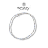 Delicate Sterling Silver and Natural Stone Elasticated Beaded Bracelets