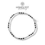 Delicate Sterling Silver and Natural Stone Elasticated Beaded Bracelets