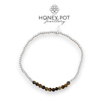 Delicate Sterling Silver and Natural Stone Elasticated Beaded Bracelets