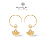 Delicate Crescent Crystal Drop Earrings | Stainless Steel