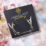 Medium Crossover Hoop Earrings - Stainless Steel