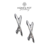 Medium Crossover Hoop Earrings - Stainless Steel