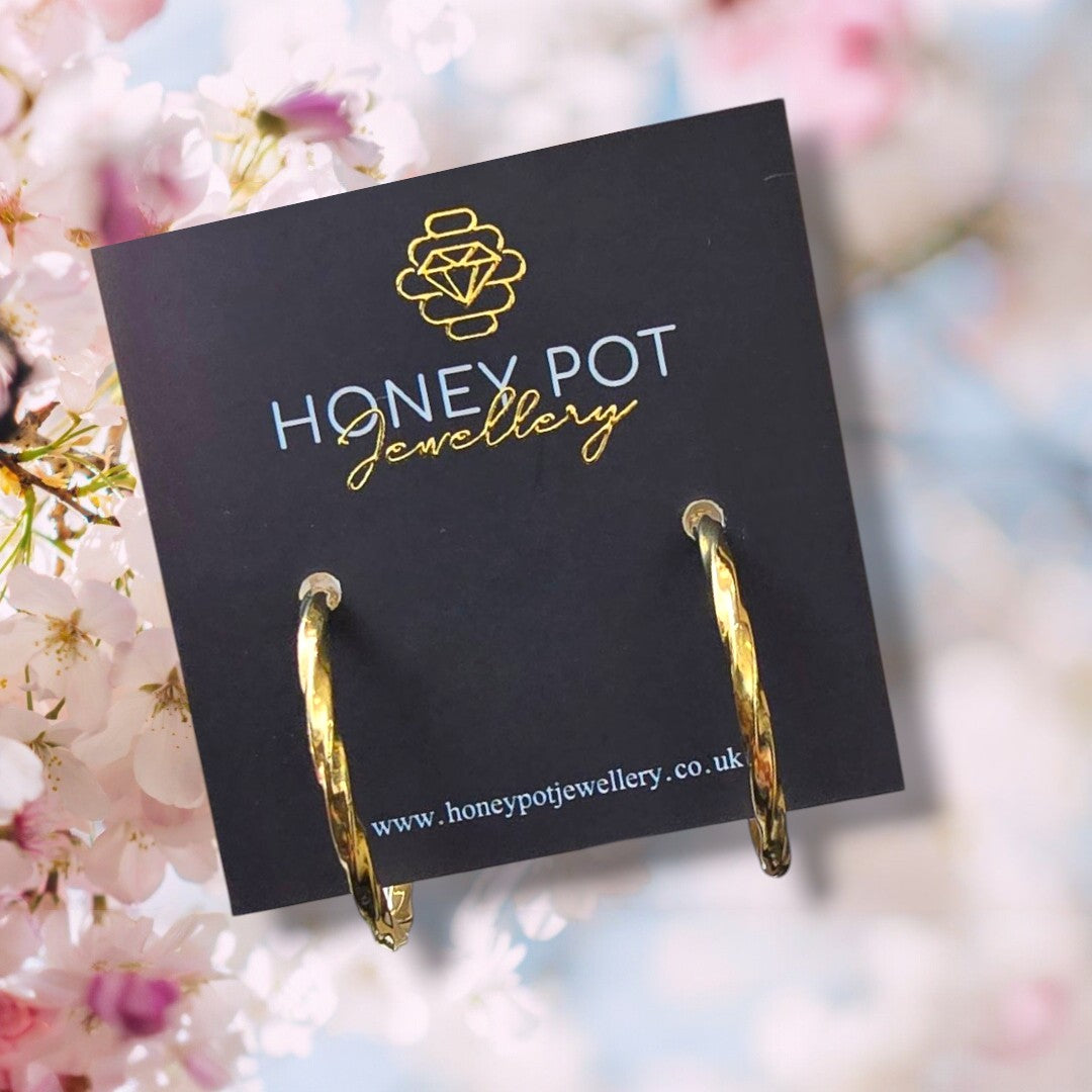 Medium Fine Twist Hoop Earring - Stainless Steel