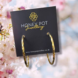 Large Fine Twist Hoop Earrings - Stainless Steel 14k Gold Plated