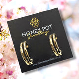 Gold Stainless Steel Geo Medium Hoop Earring