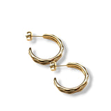 Gold Stainless Steel Geo Medium Hoop Earring