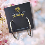 Medium Fine Twist Hoop Earring - Stainless Steel