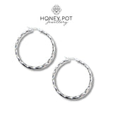 Medium Fine Twist Hoop Earring - Stainless Steel
