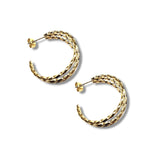 Gold Stainless Steel Delicate Twisted 3 Hoop Earring