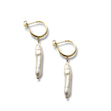 Stainless Steel Long Baroque Pearl Drop Earring
