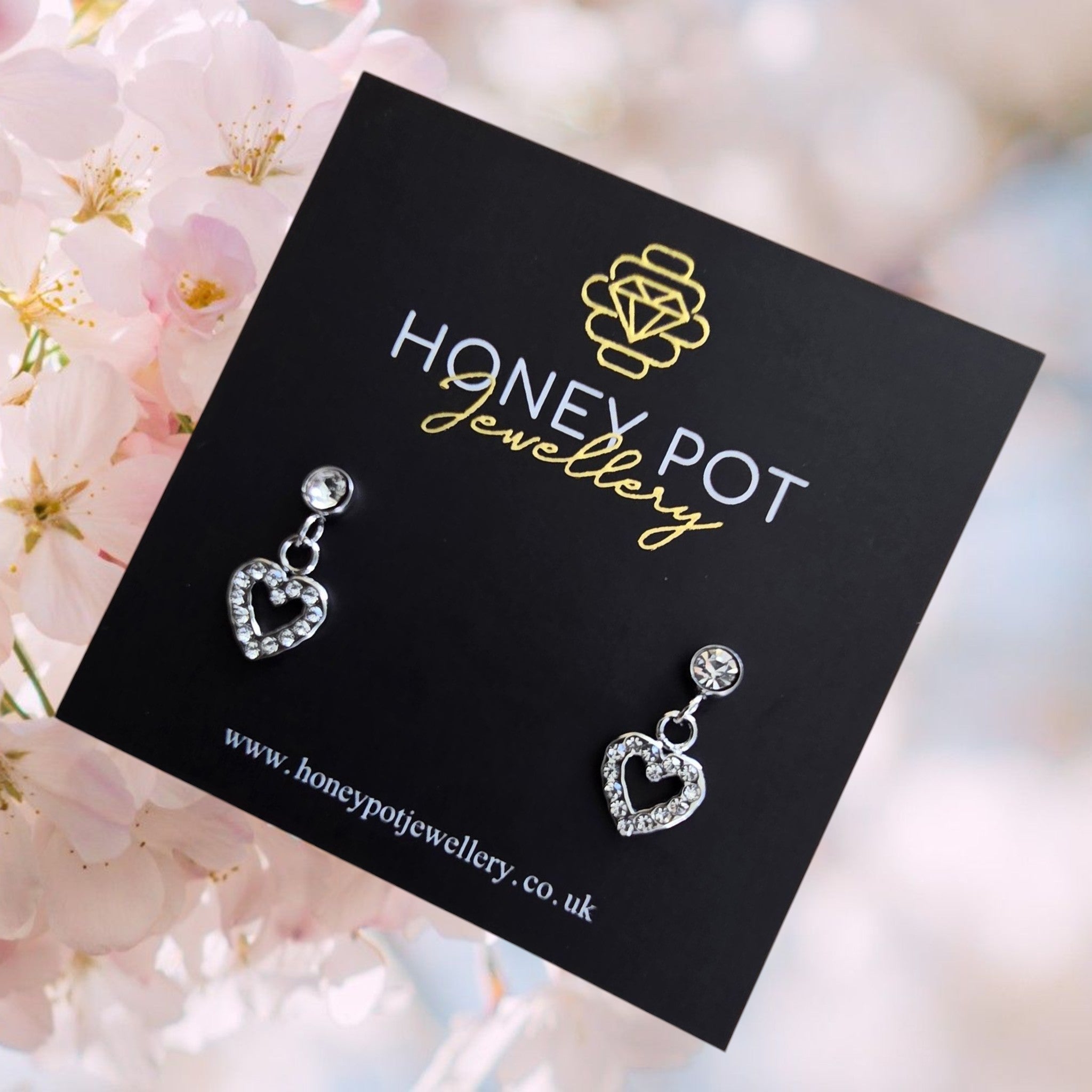 Sweetheart Zirconia Stud Droplet Earrings |  Stainless Steel