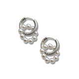 Silver Stainless Steel Hoop and Pearl Earring
