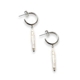 Stainless Steel Long Baroque Pearl Drop Earring