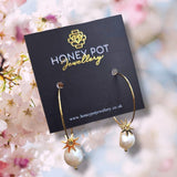 Large Fine Hoop with Star and Baroque Pearl Pendants