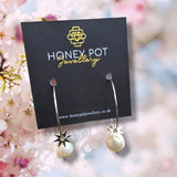 Large Fine Hoop with Star and Baroque Pearl Pendants