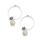 Large Fine Hoop with Star and Baroque Pearl Pendants