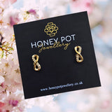 Timeless Zircon Infinity Earrings - 14 Carat Gold Plated Stainless Steel