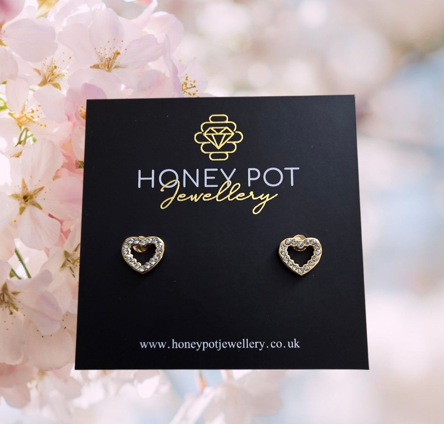 Sweetheart Crystal Open Stud Earrings | Stainless Steel