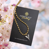 Gold and Silver Two Tone Heart Necklace - Stainless Steel