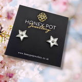Ivory Crystal Star Stud Earrings | Stainless Steel