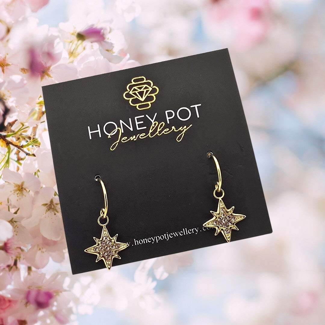 Delicate Northern Star Zirconia Drop Earrings | Stainless Steel