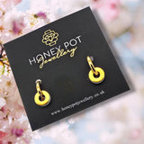 Gold Disc Pendant Hoop Earrings | Stainless Steel