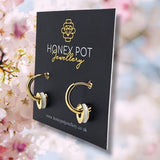 Gold Disc Pendant Hoop Earrings | Stainless Steel