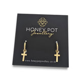Cross Pendant Huggie Hoop Earring | Stainless Steel