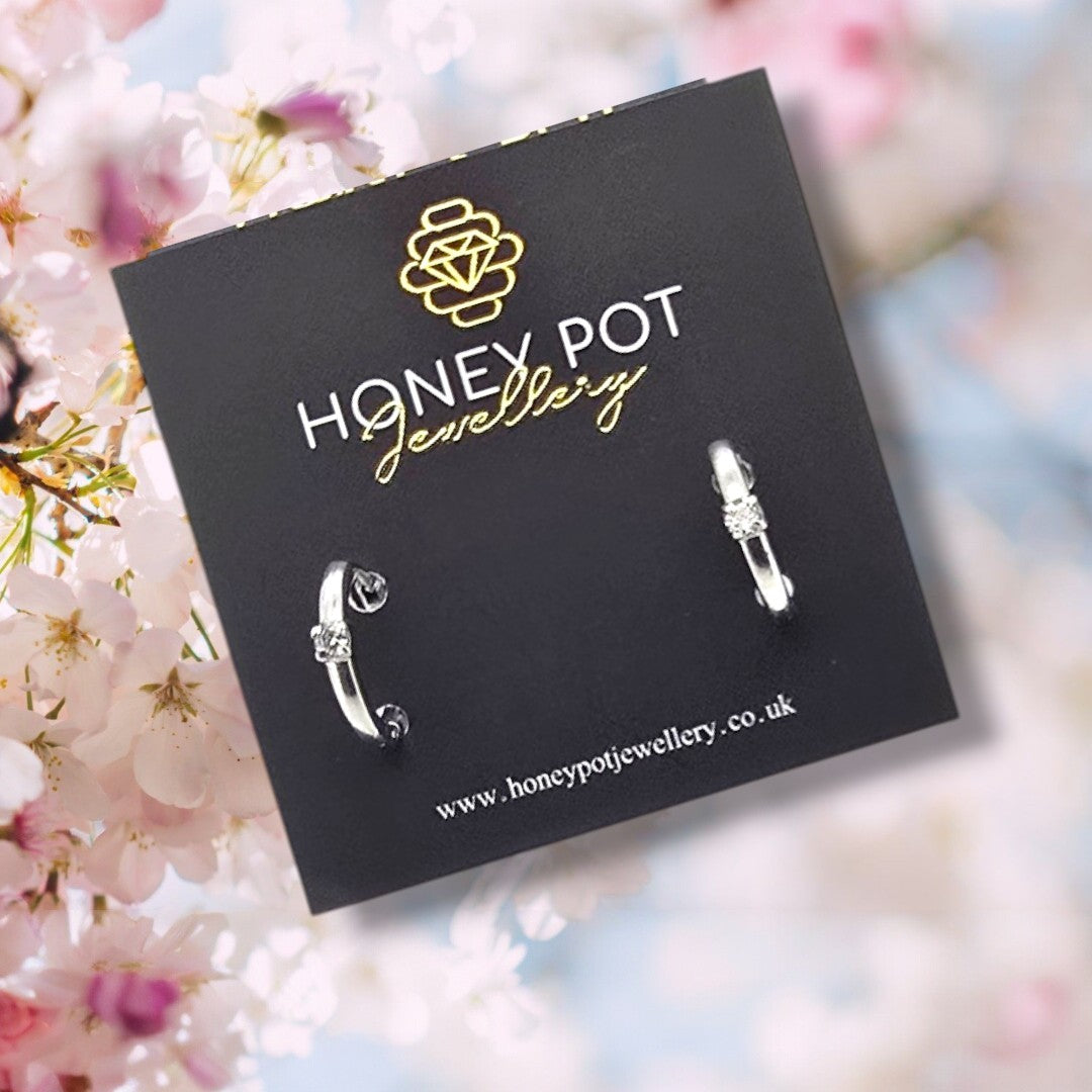 Round Single Crystal Hoop Earring | Stainless Steel