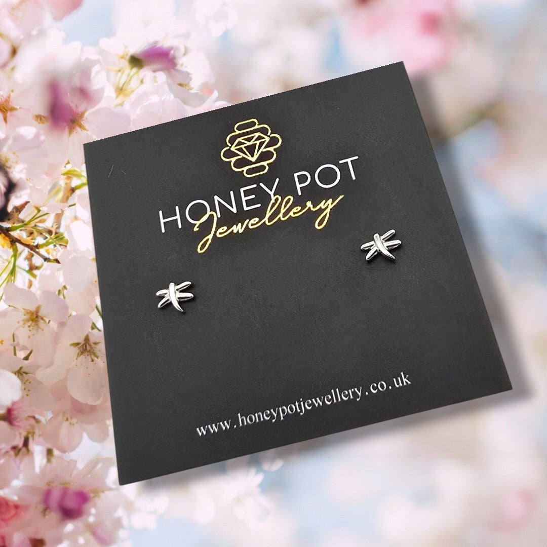 Tiny Dragonfly Stud Earrings | Stainless Steel