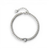 Zircon Heart and Ball Bracelet | Stainless Steel