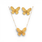 Gold Statement Butterfly Earring and Necklace Set | Stainless Steel