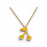 Gold Cherry Pendant Necklace | Stainless Steel