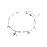 Polished Resin Inlay Heart Charm Anklet | Stainless Steel