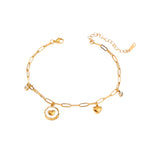 Polished Resin Inlay Heart Charm Anklet | Stainless Steel