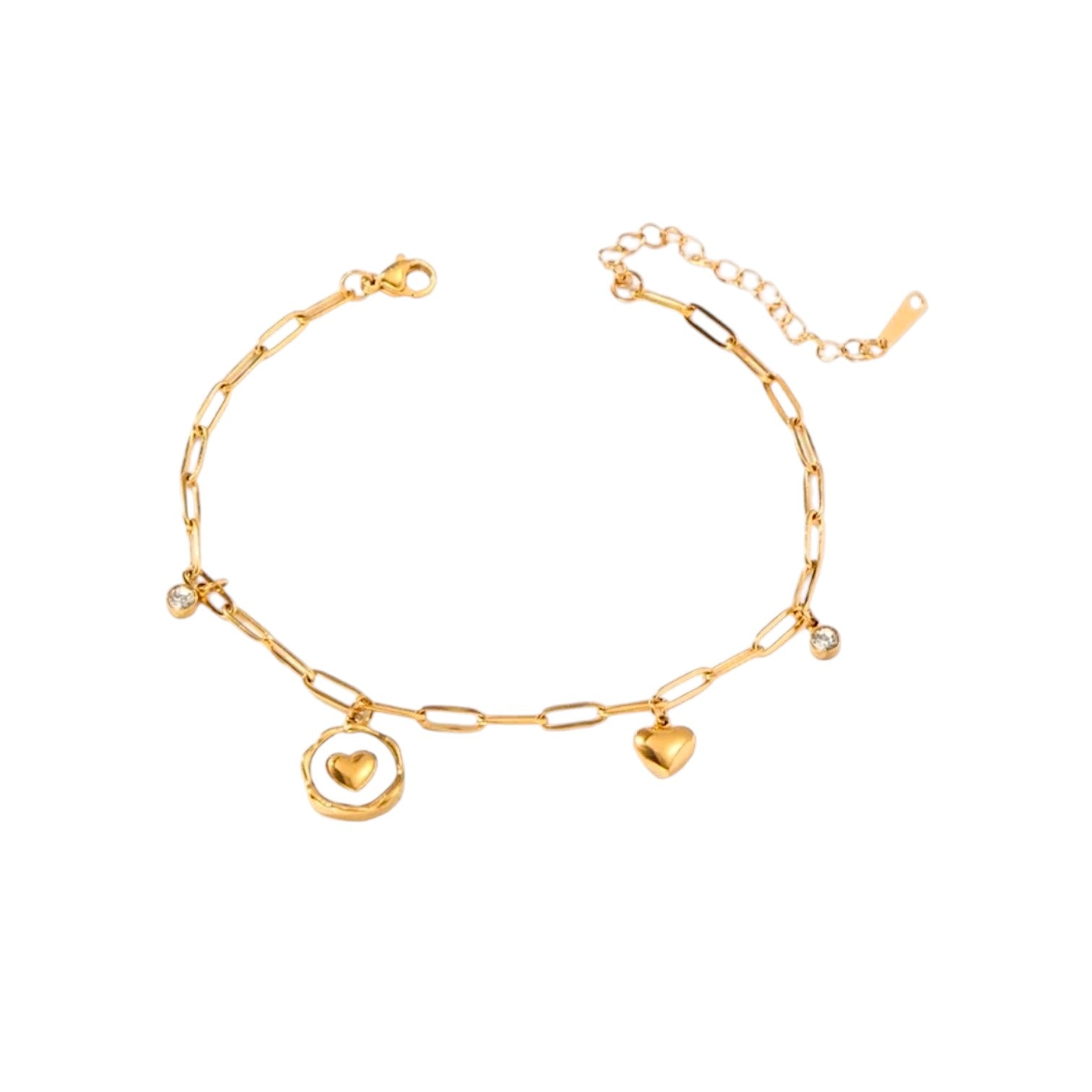 Polished Resin Inlay Heart Charm Anklet | Stainless Steel