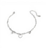 Polished Silver Resin Heart Charm Anklet | Stainless Steel